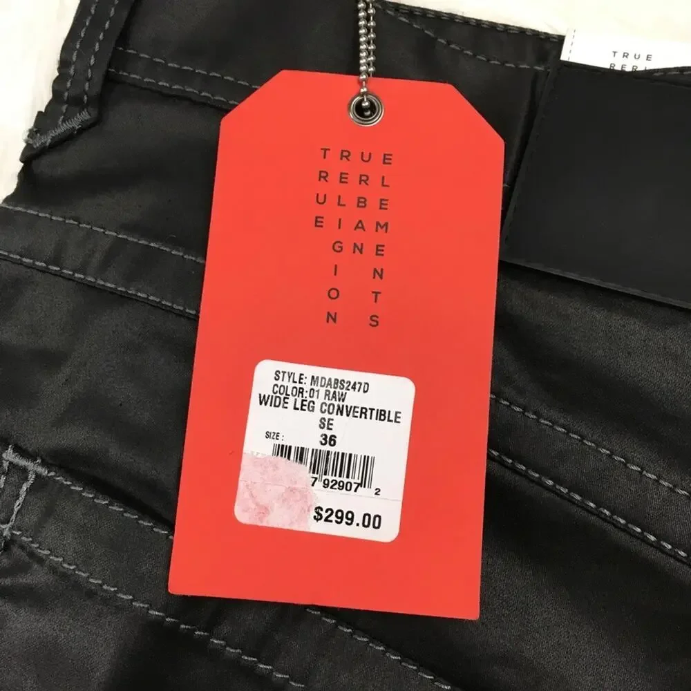 True Religion Men's Urban Convertible Pants Black Size 36